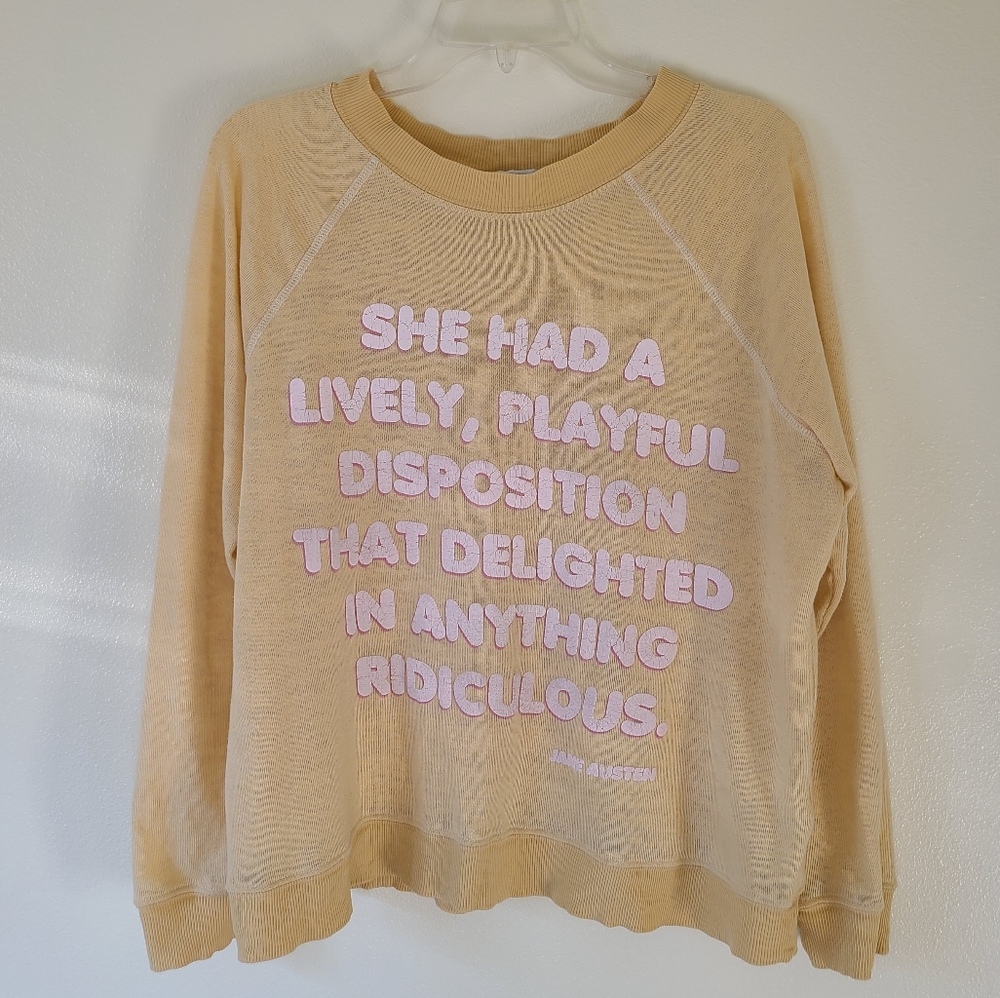 WILDFOX Jane Austen Yellow Sweater RARE